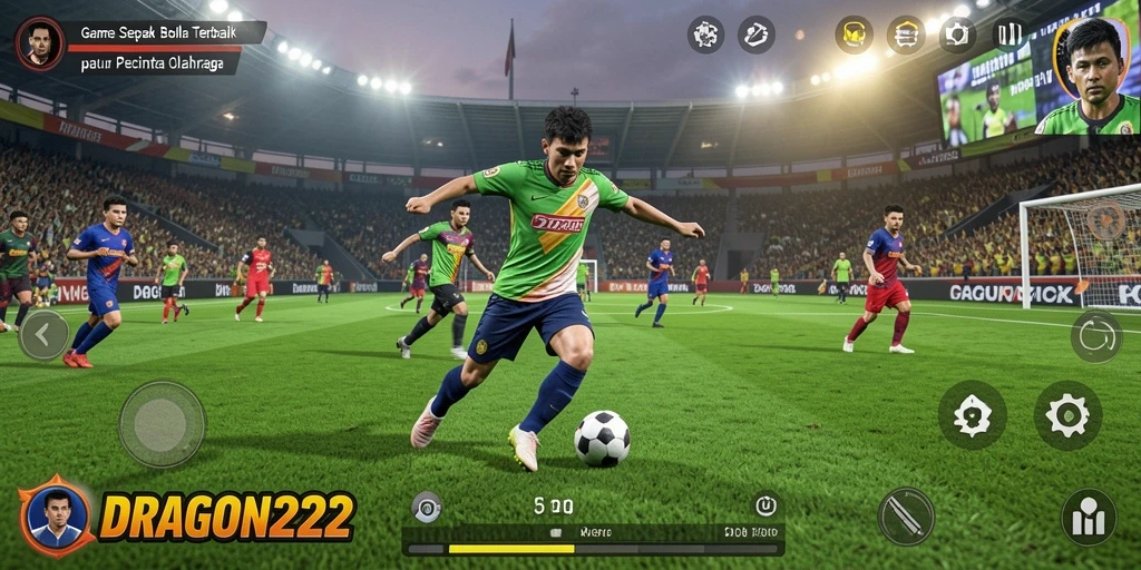 Tampilan gameplay <strong>DRAGON222</strong> yang seru dan mendebarkan di lapangan sepak bola.