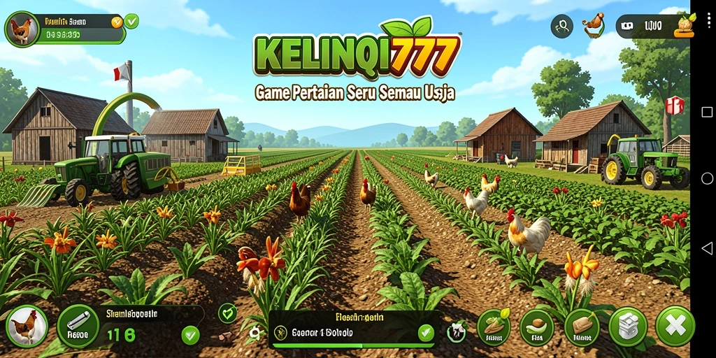 Tampilan permainan KELINCI777 yang menampilkan aktivitas bertani.