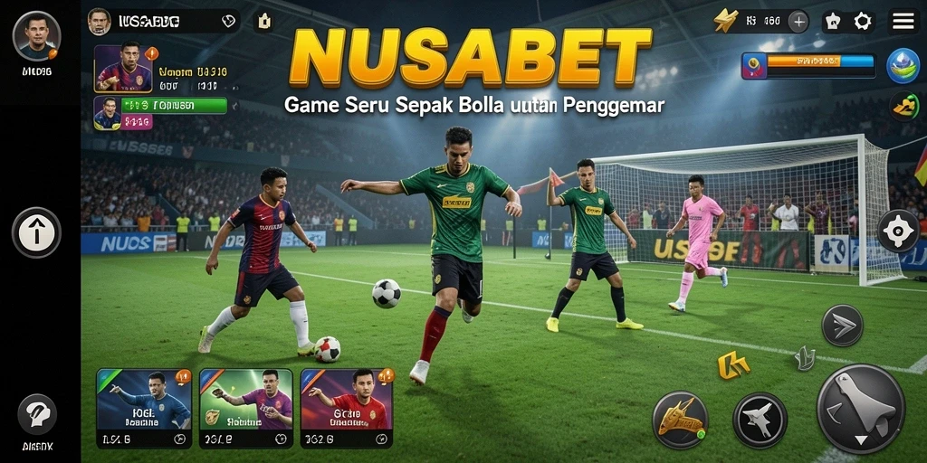 Tampilan permainan NUSABET dengan aksi sepak bola yang seru.