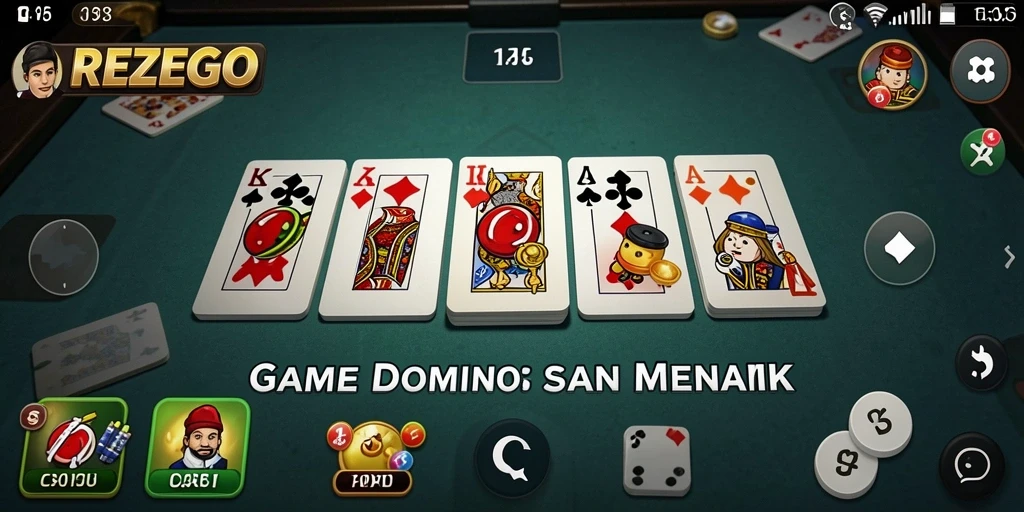 Screenshot gameplay seru REZEGO yang menampilkan aksi pertandingan Domino.