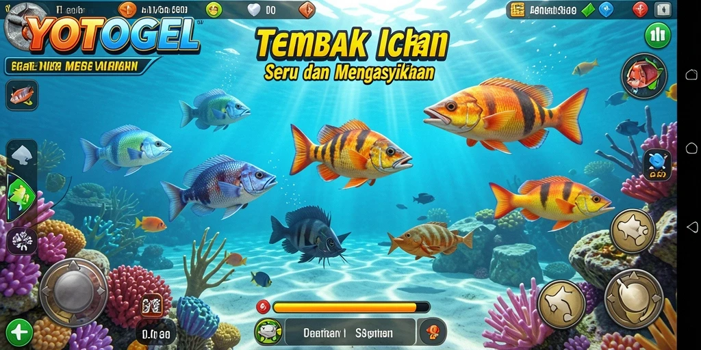 Tampilan gameplay YOTOGEL yang seru saat menembak ikan.